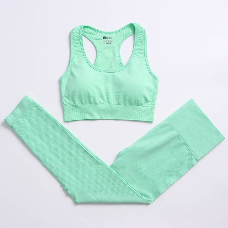 Women Vital Seamless Yoga Set green bra set