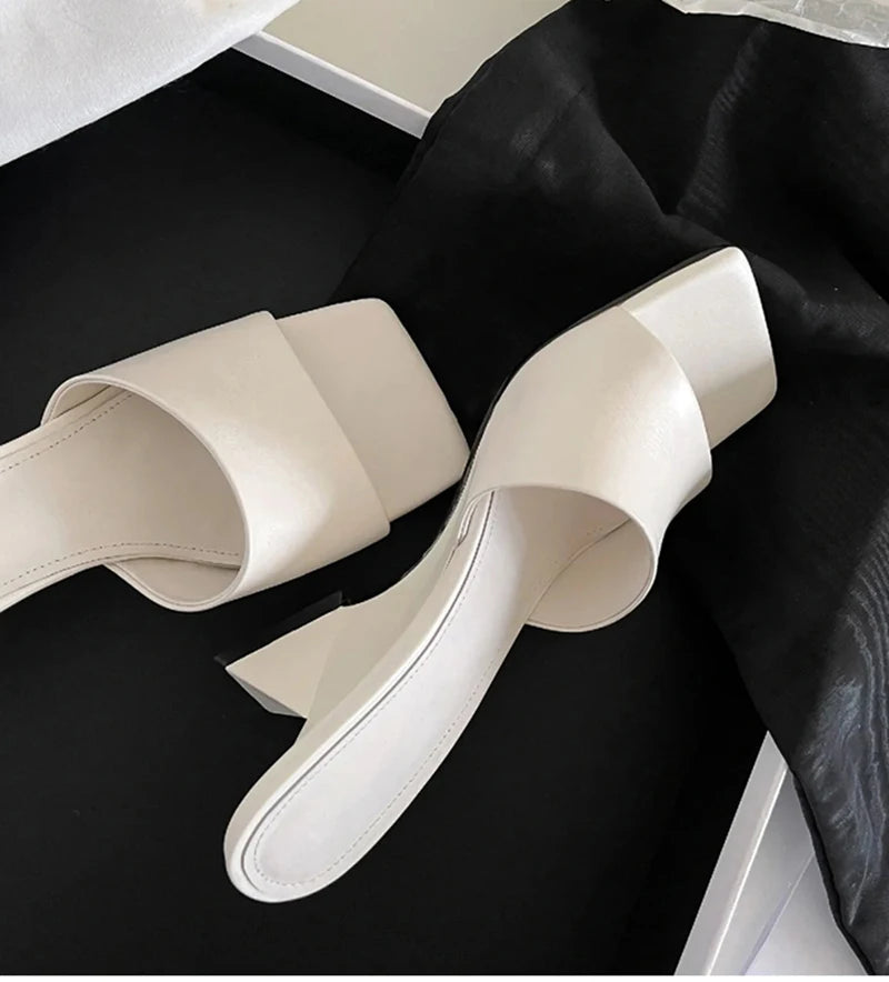 Wedges Heel Square Toe Slip On Sandals