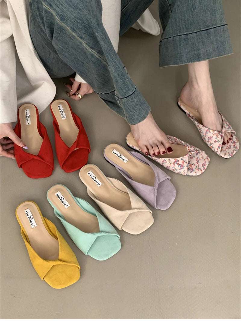 Open Toe pastel Color flat Sandals