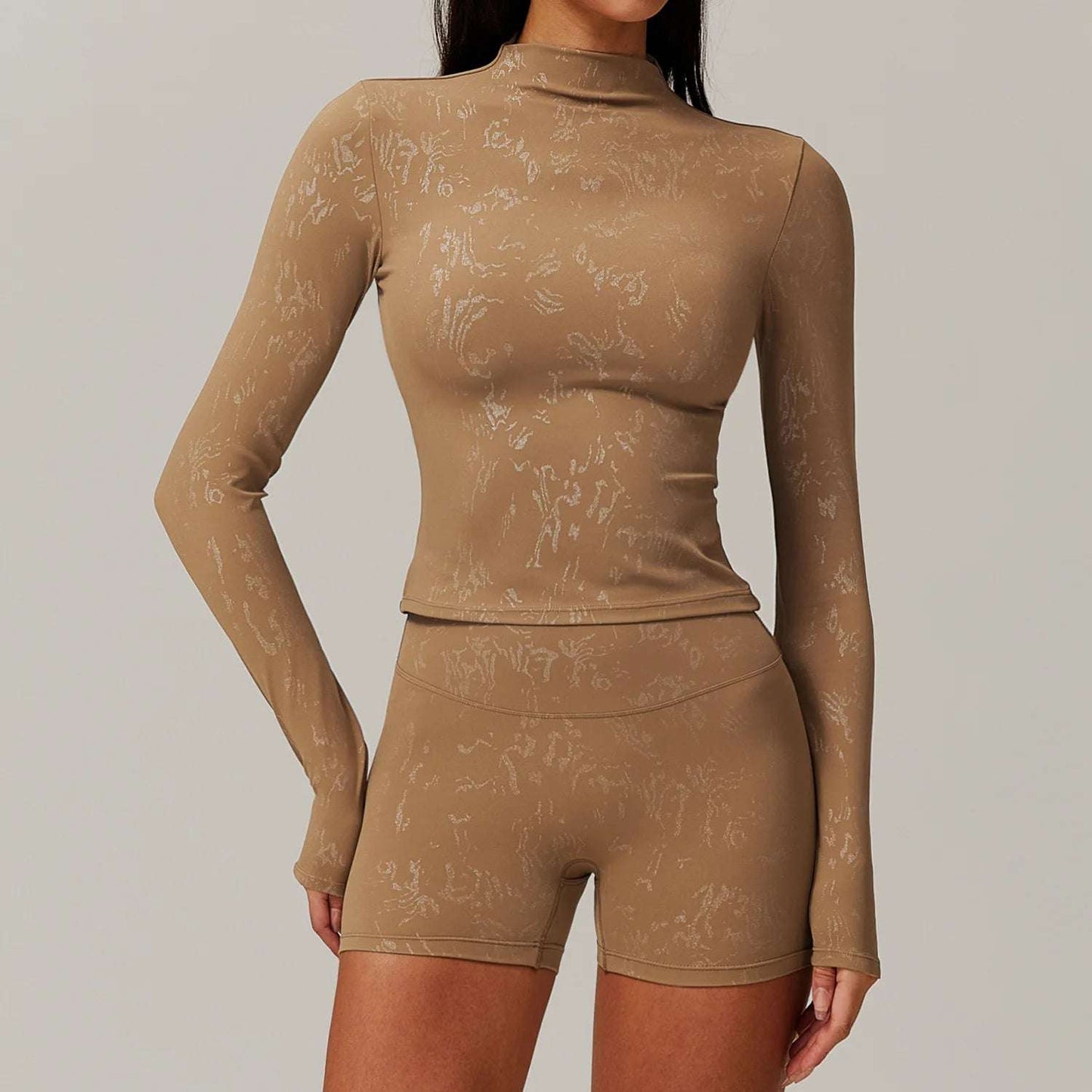 Printed Long Sleeved Sports Workout Top