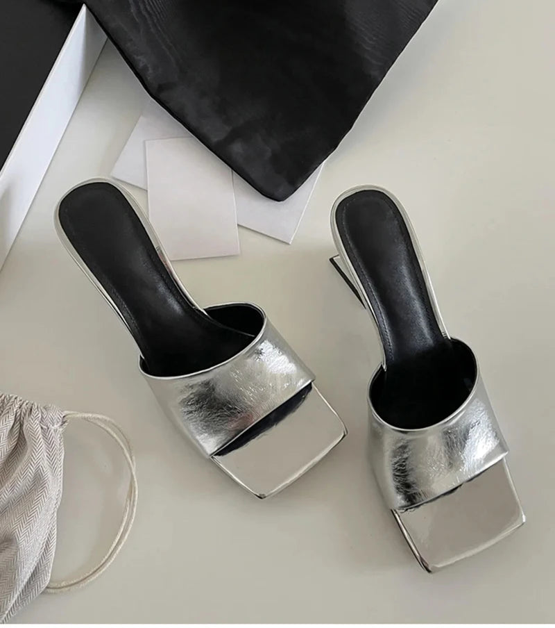 Wedges Heel Square Toe Slip On Sandals