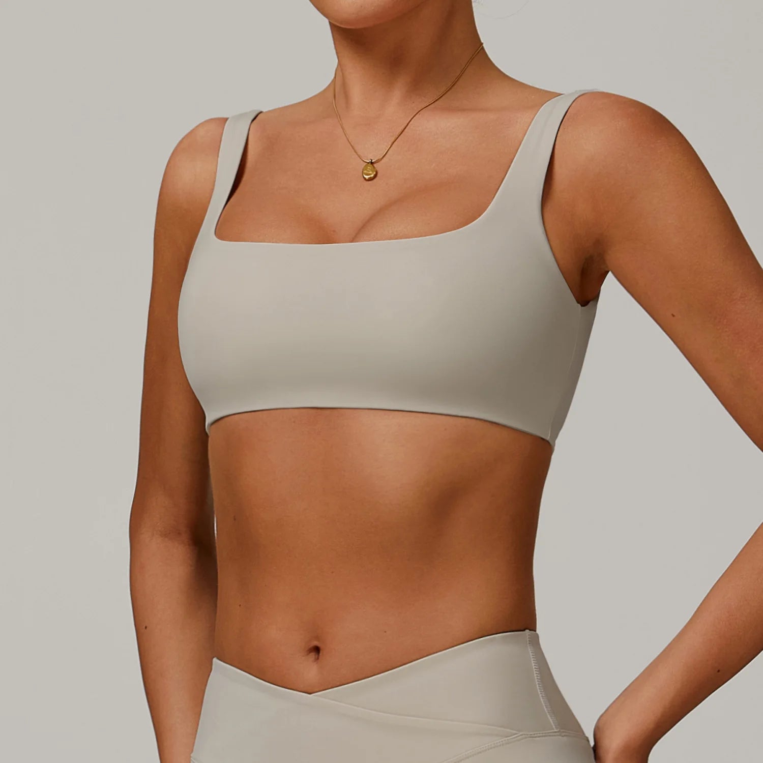 Push Up Sport s gym Top Light Khaki