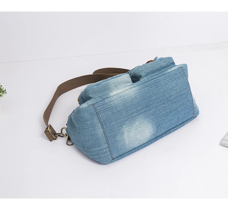 Light dark Blue Denim Handbag