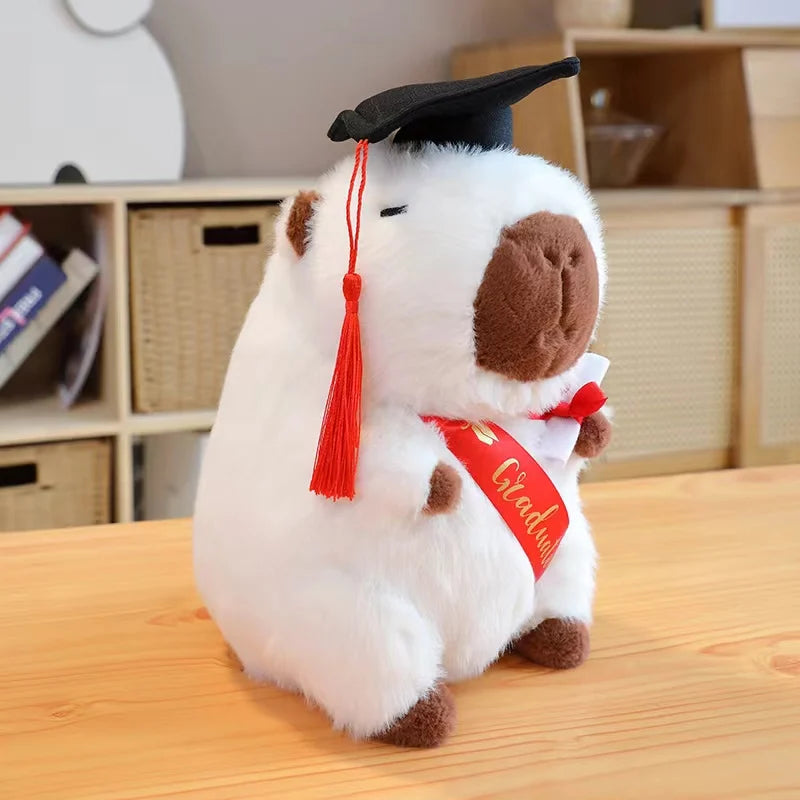 Graduate Doctor Capybara Owl Bear Plush soft Toy 25cm White Capybara