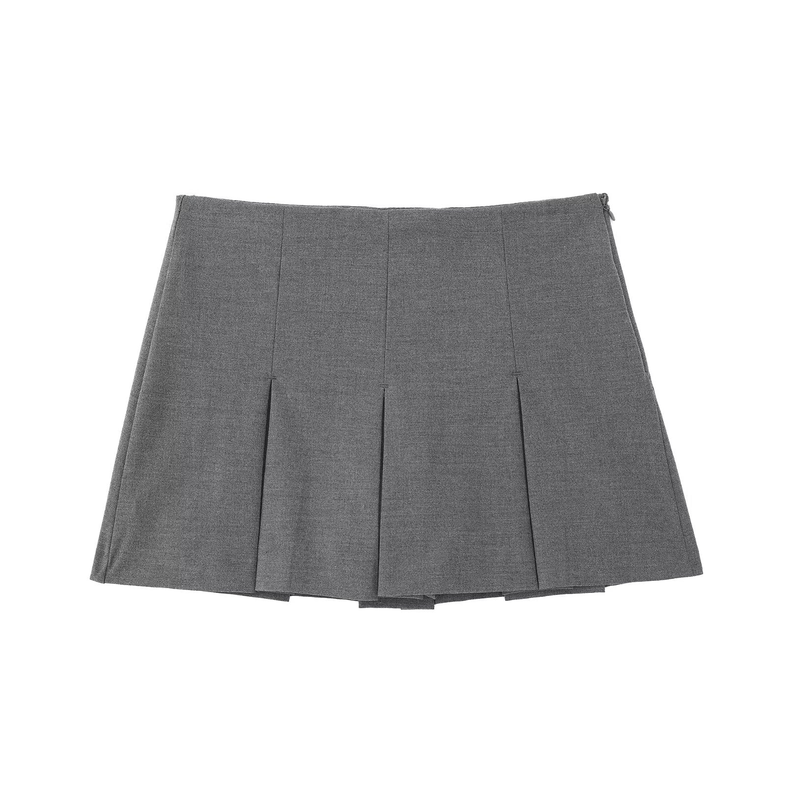 Women High Waist Wide Pleats Design Slim Skirts HH P2576GRAY