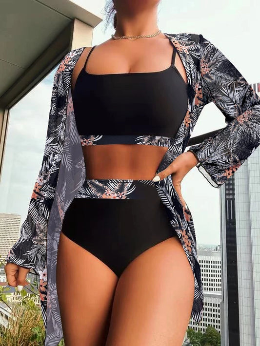 New Sexy Mesh Long Sleeve Bikini 3 piece Set