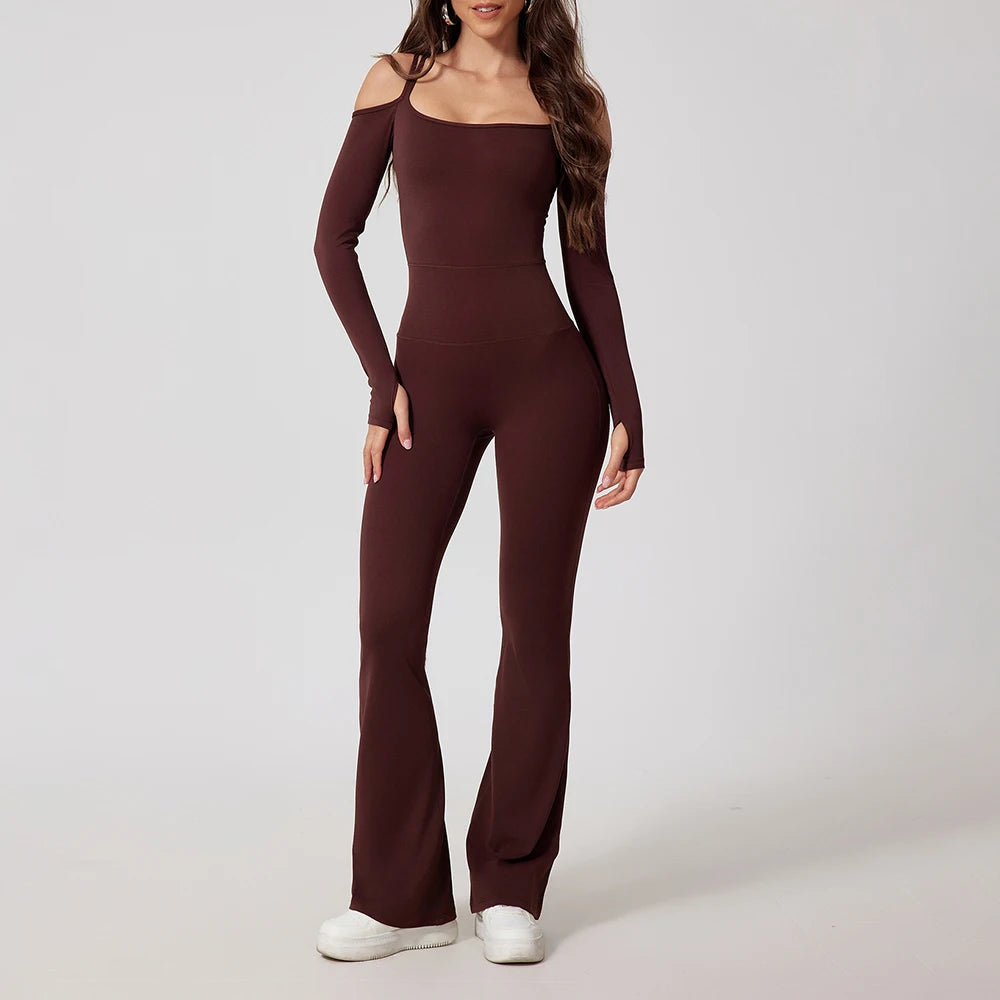 Gym Fitness Sports Bodysuit Chestnut coffee