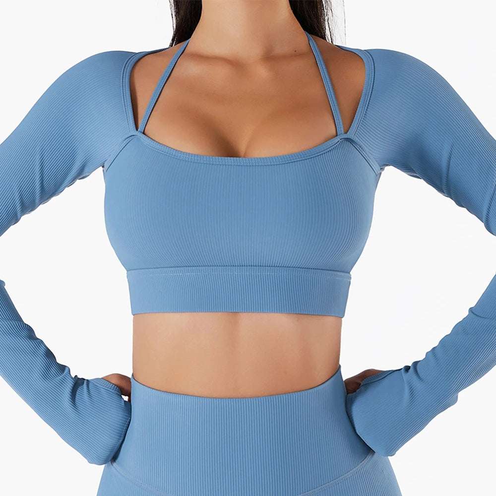 Padded Long Sleeve Seamless Gym Workout Top