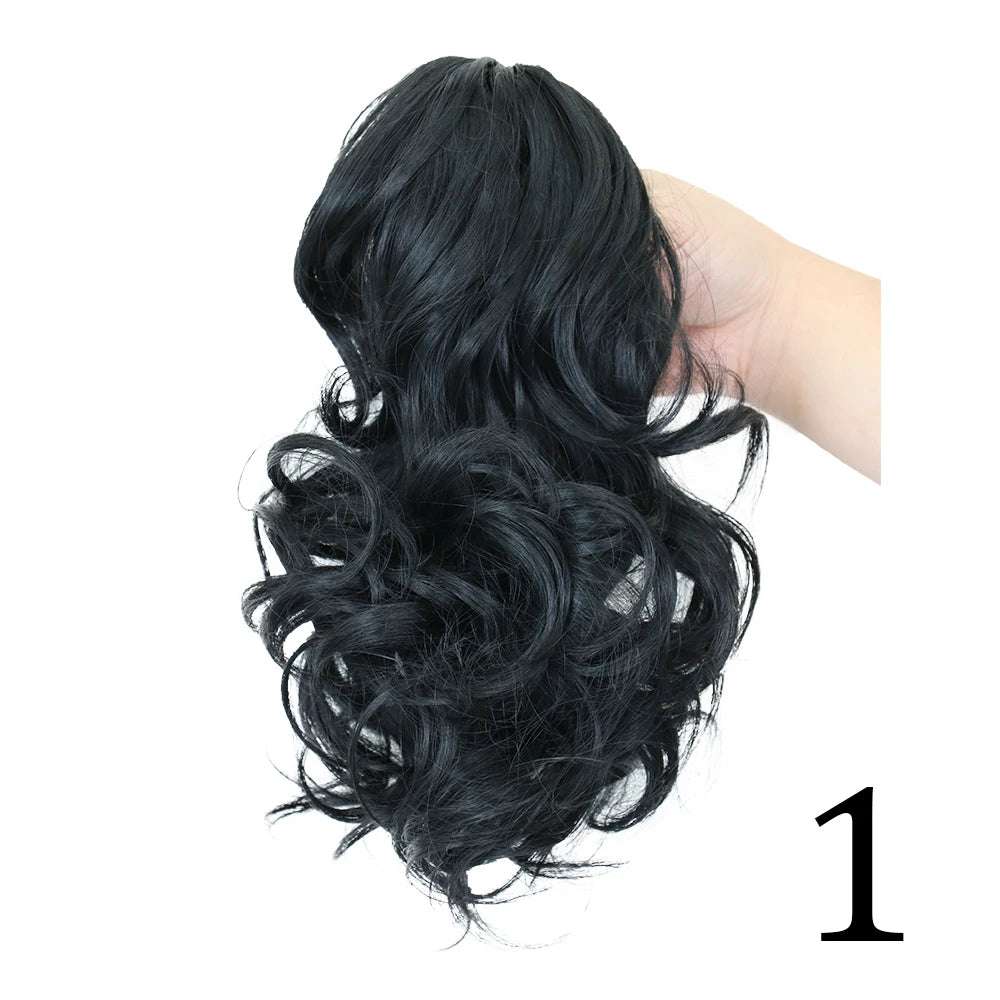Claw Clip On Ponytails Extension Wavy Hair 12 Inches Hair Natural Extension 1 12inches