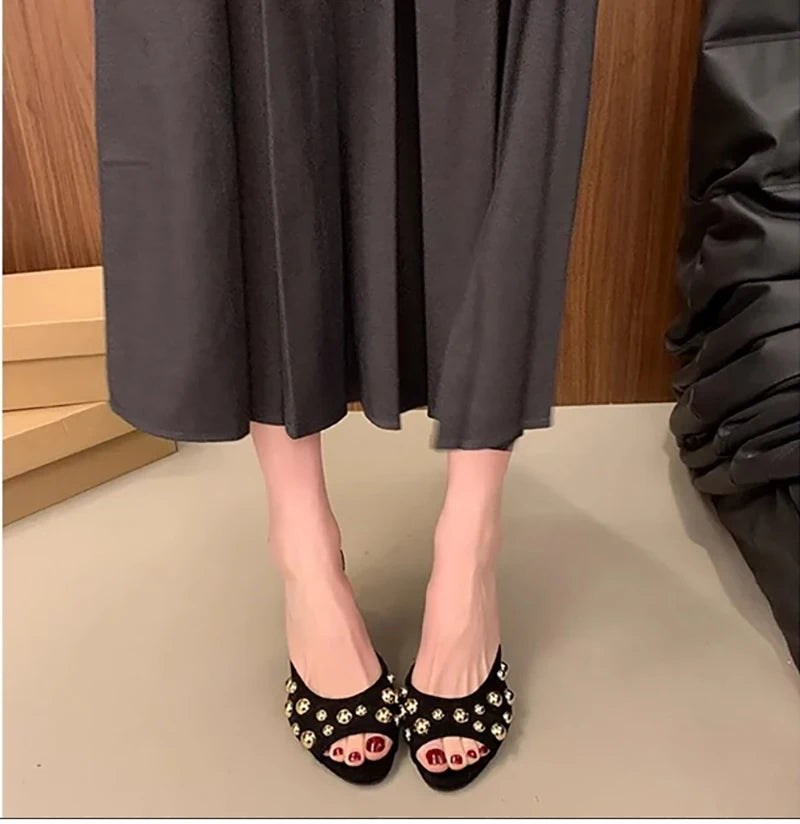 Open Toe Slip-On Dress metal Sandals