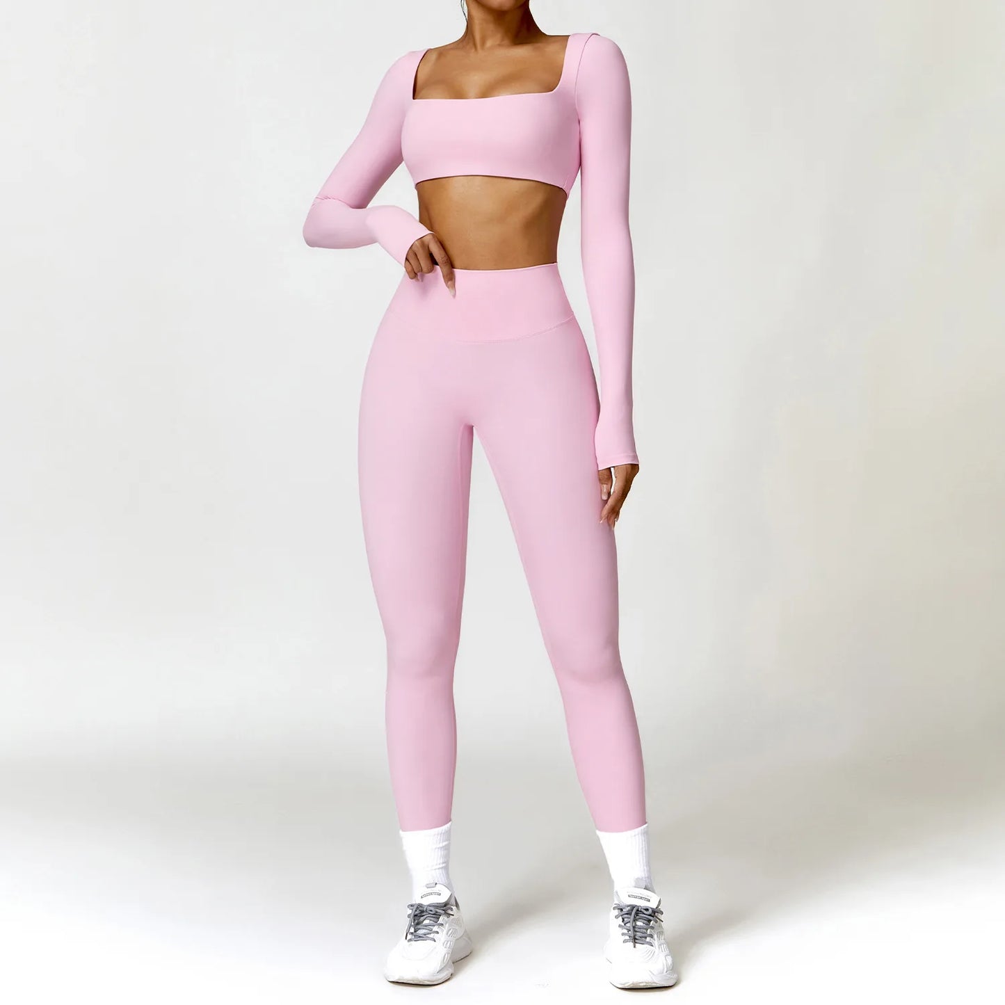 2 piece Yoga Set Gym Set Pink Set-4
