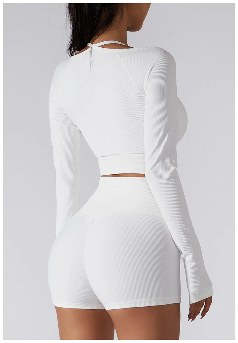 Padded Long Sleeve Seamless Gym Workout Top