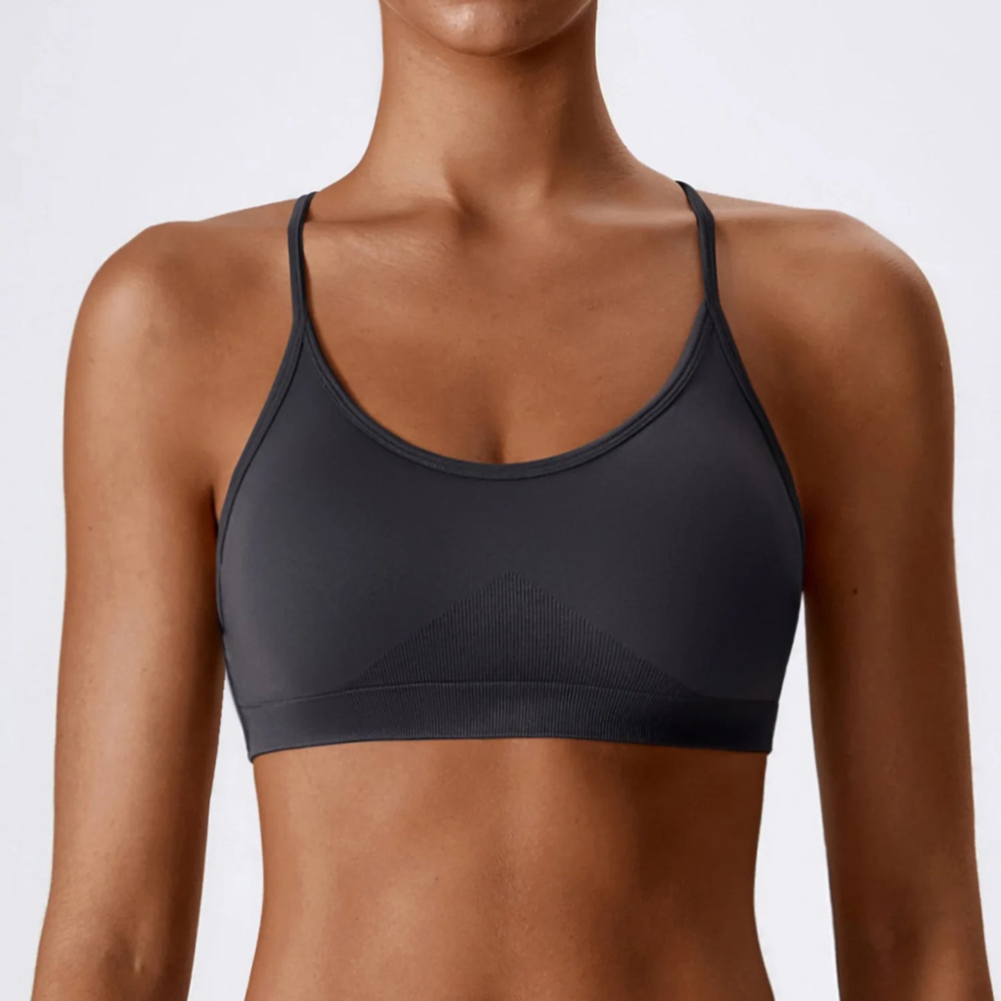 Back Cross Strap Sports fitness Bra Dark Grey