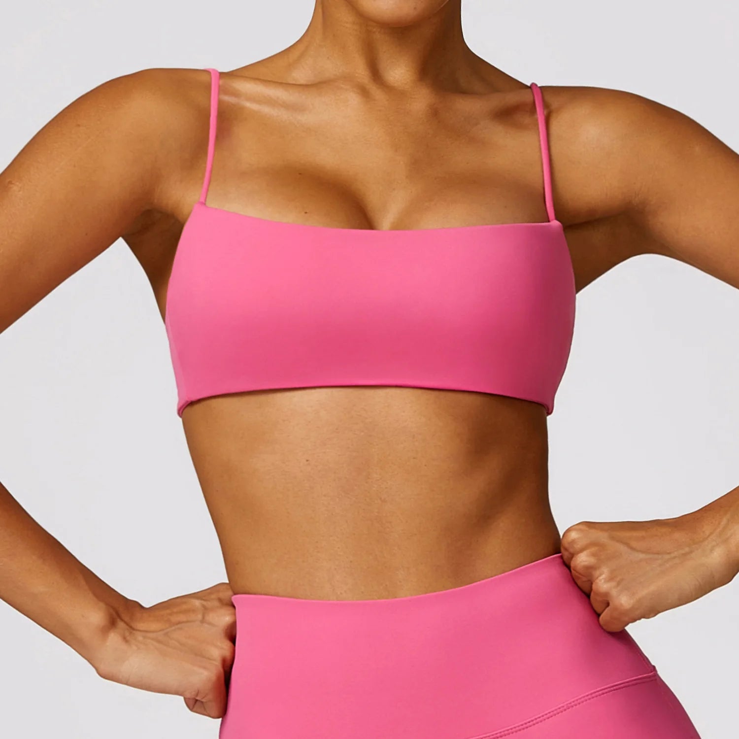 Breathable Shockproof Gym Workout Top Bra Rose red
