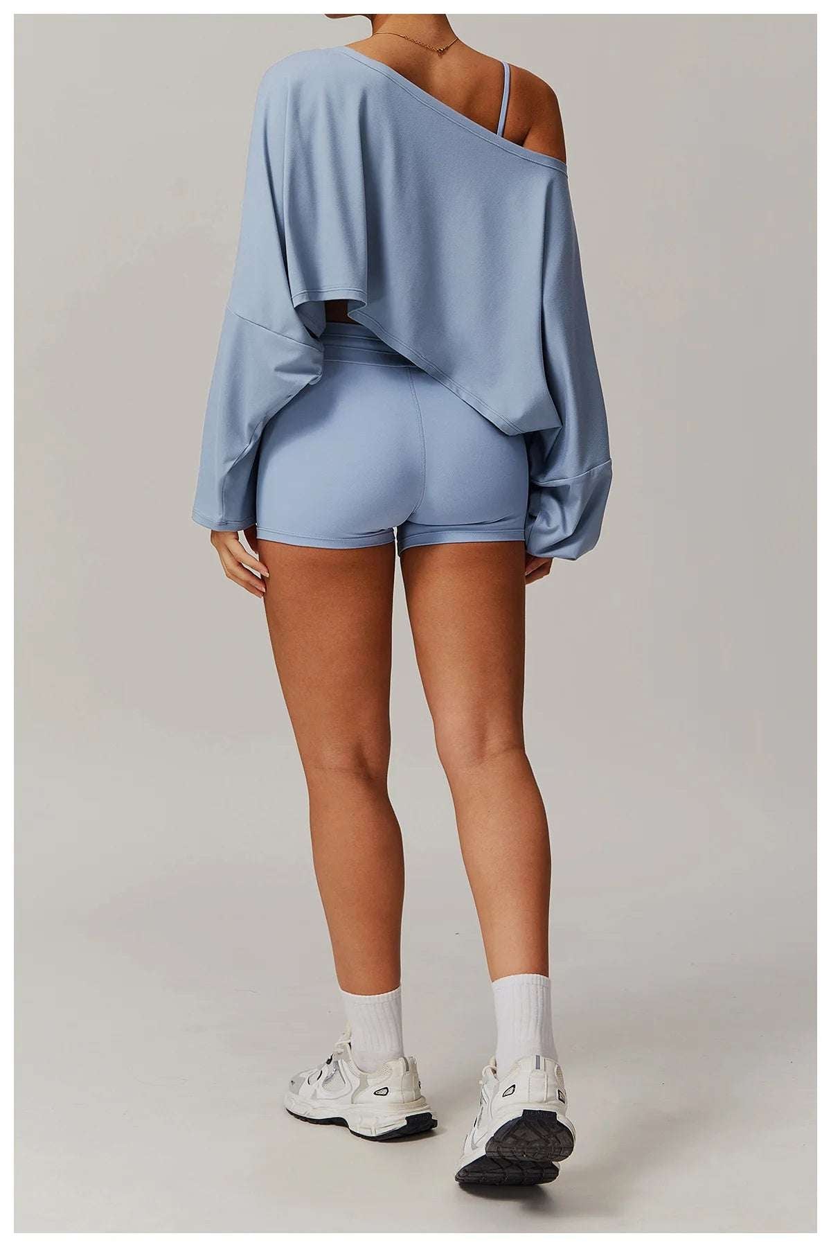 Long Sleeve off Shoulder Bat Sleeve Gym Yoga top