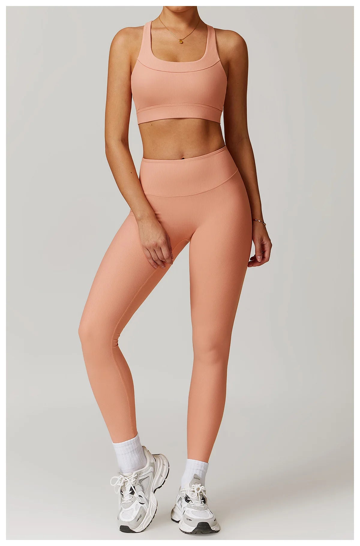 Ribbed Fitness Gym Workout Push Up Sports Bra & Leggings Set