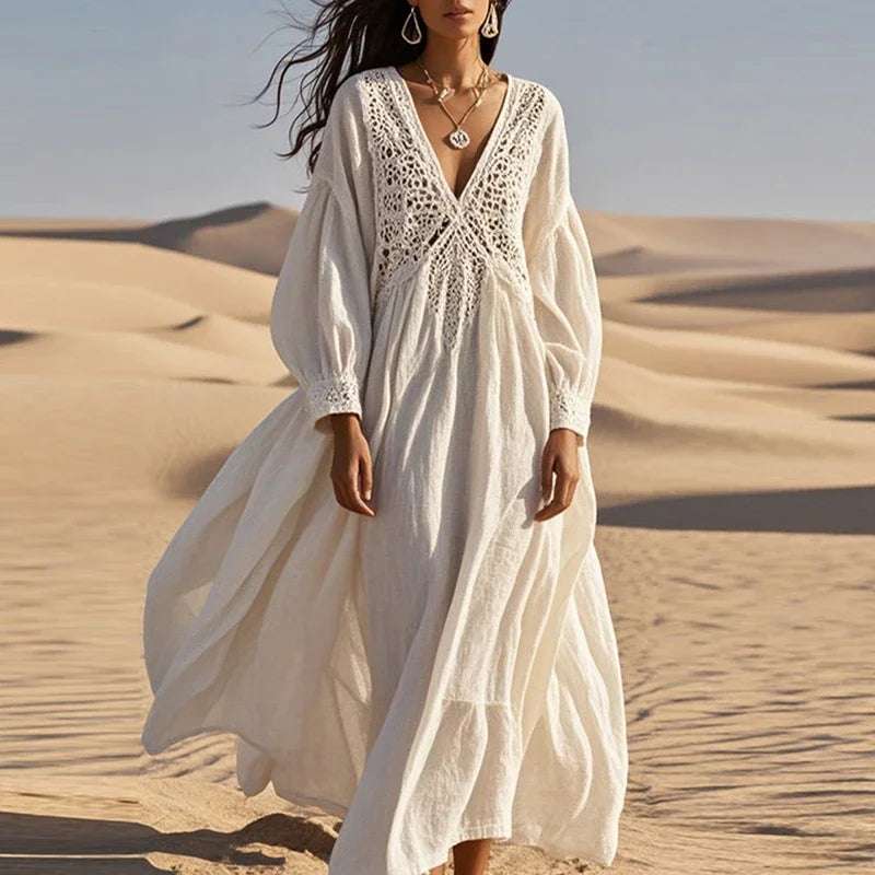 V Neck Bohemian Beach Long maxi Dress