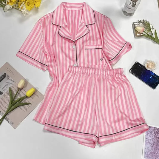 Short-Sleeved Striped Short Two-Piece pyjama set
