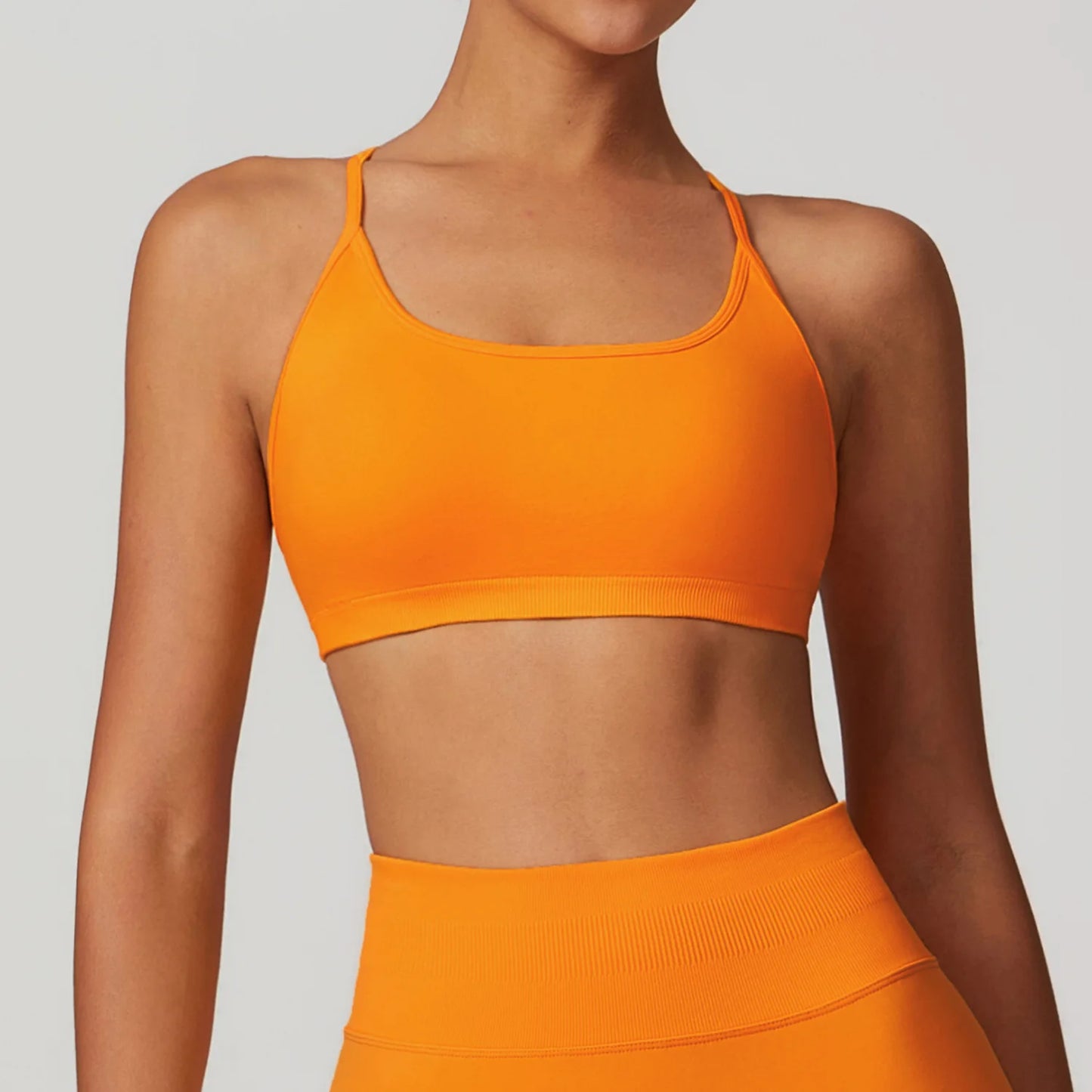 Cross Strap High Support Impact Sports Gym Bralette persimmon