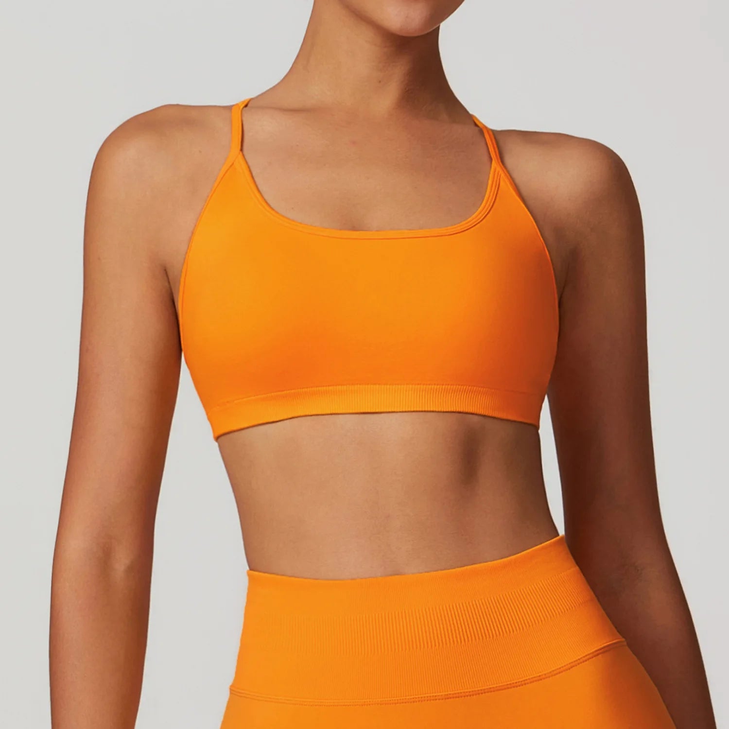 Cross Strap High Support Impact Sports Gym Bralette persimmon