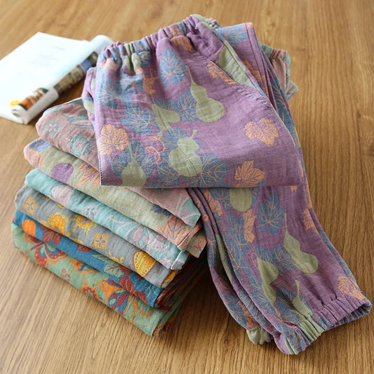 Cotton Crepe dyed Loose lounge pyjama bottoms