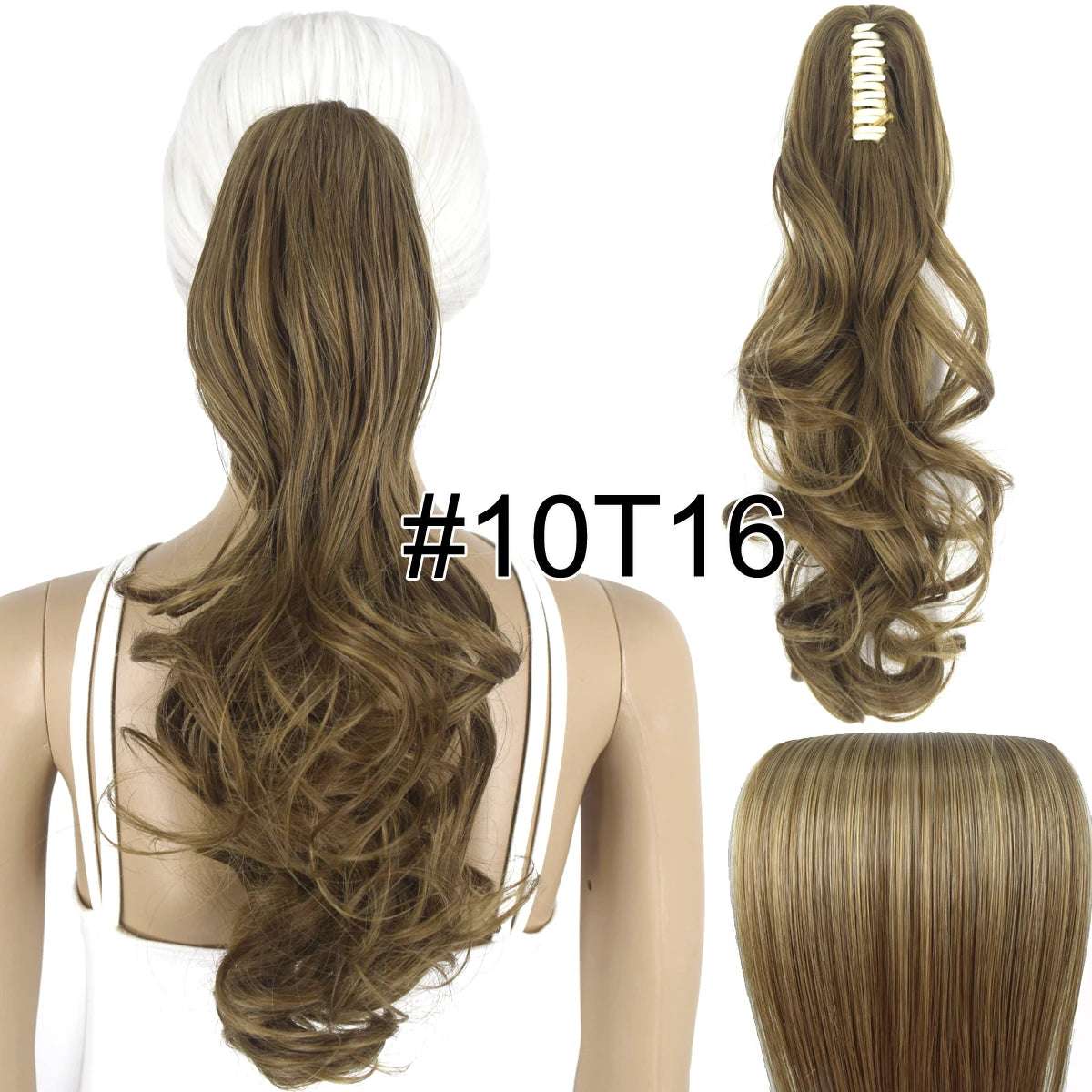 Synthetic Hair Heat Resistant 140gr Wavy Claw Clip in Ponytail hair extensions 10T16 Wavy 18inches