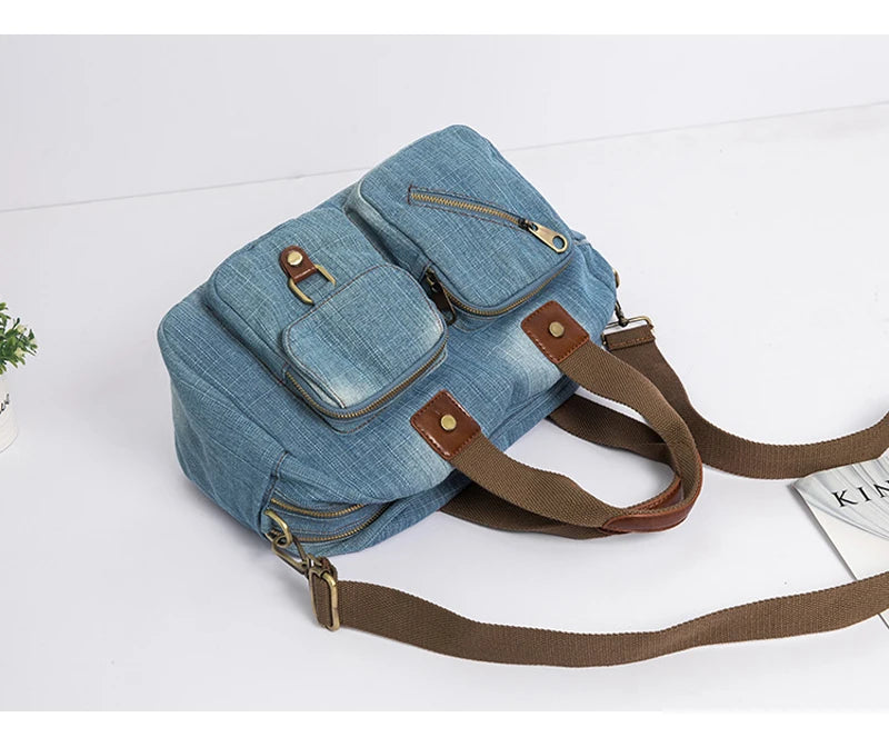 Light dark Blue Denim Handbag