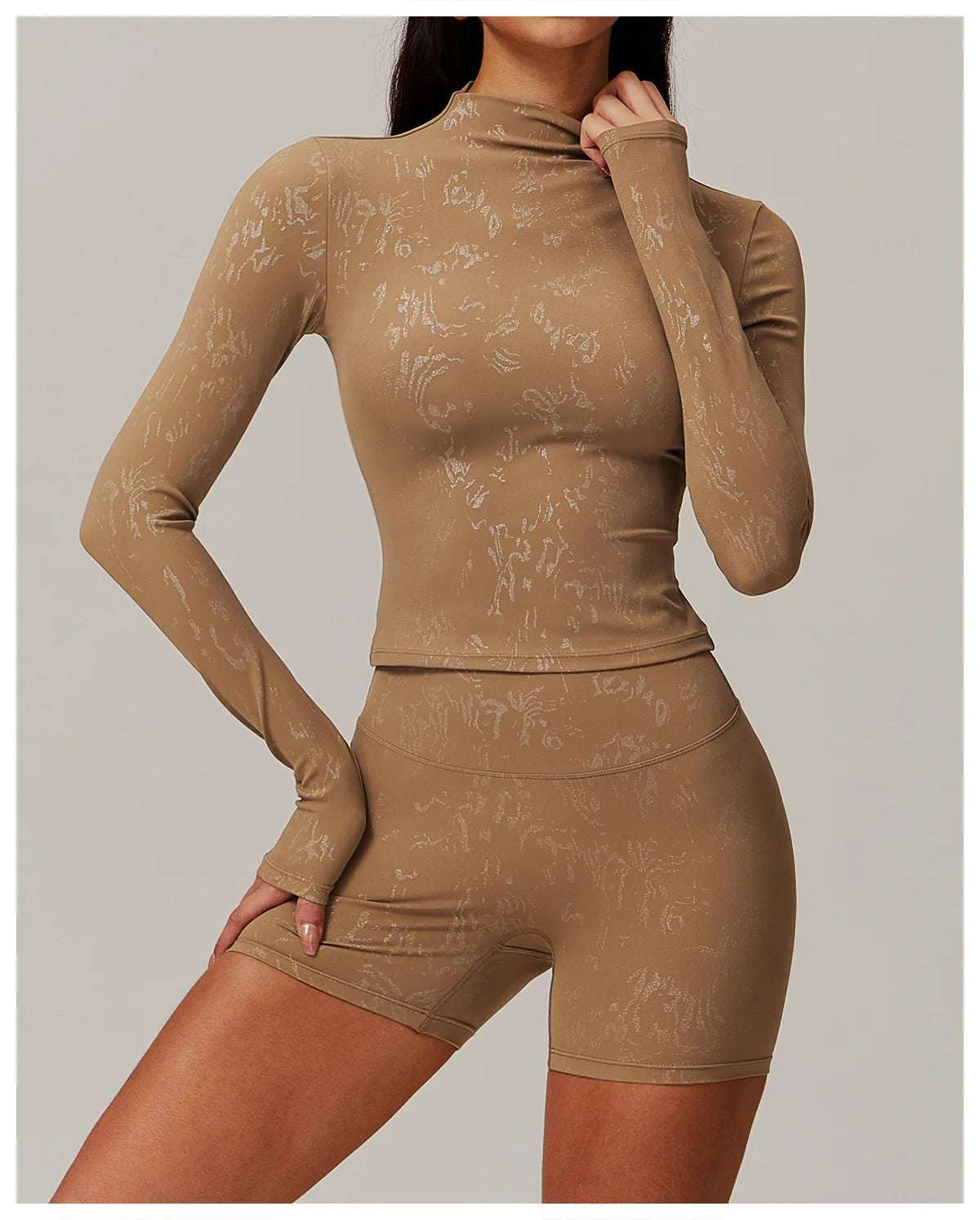 Printed Long Sleeved Sports Workout Top