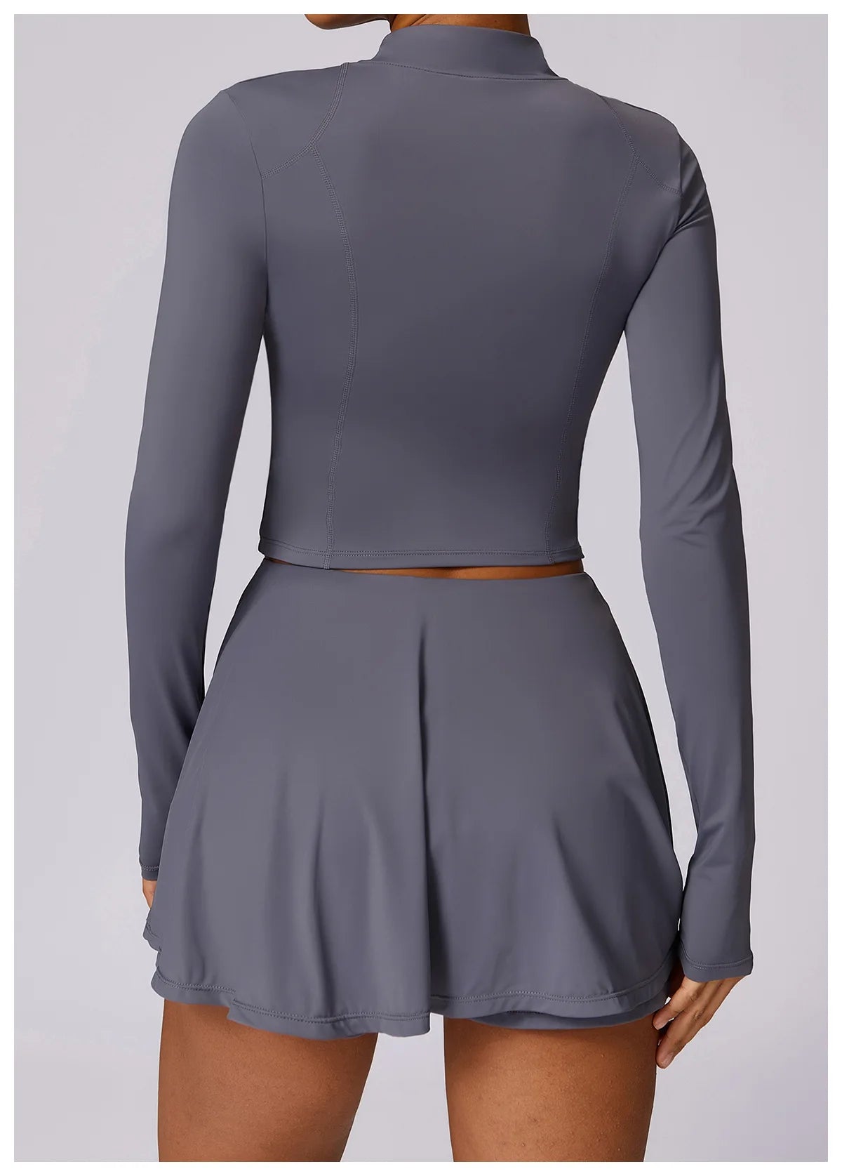 2 piece Yoga Fitness Sports Short Skirt Long Sleeved set