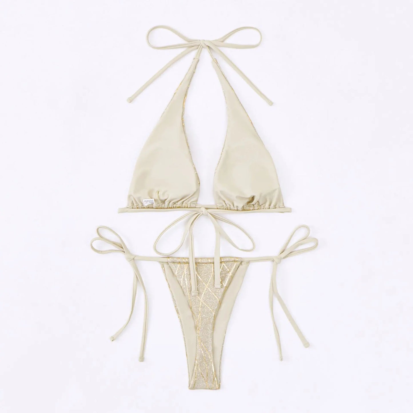 Sexy Halter neck metallic fabric Bikini Set