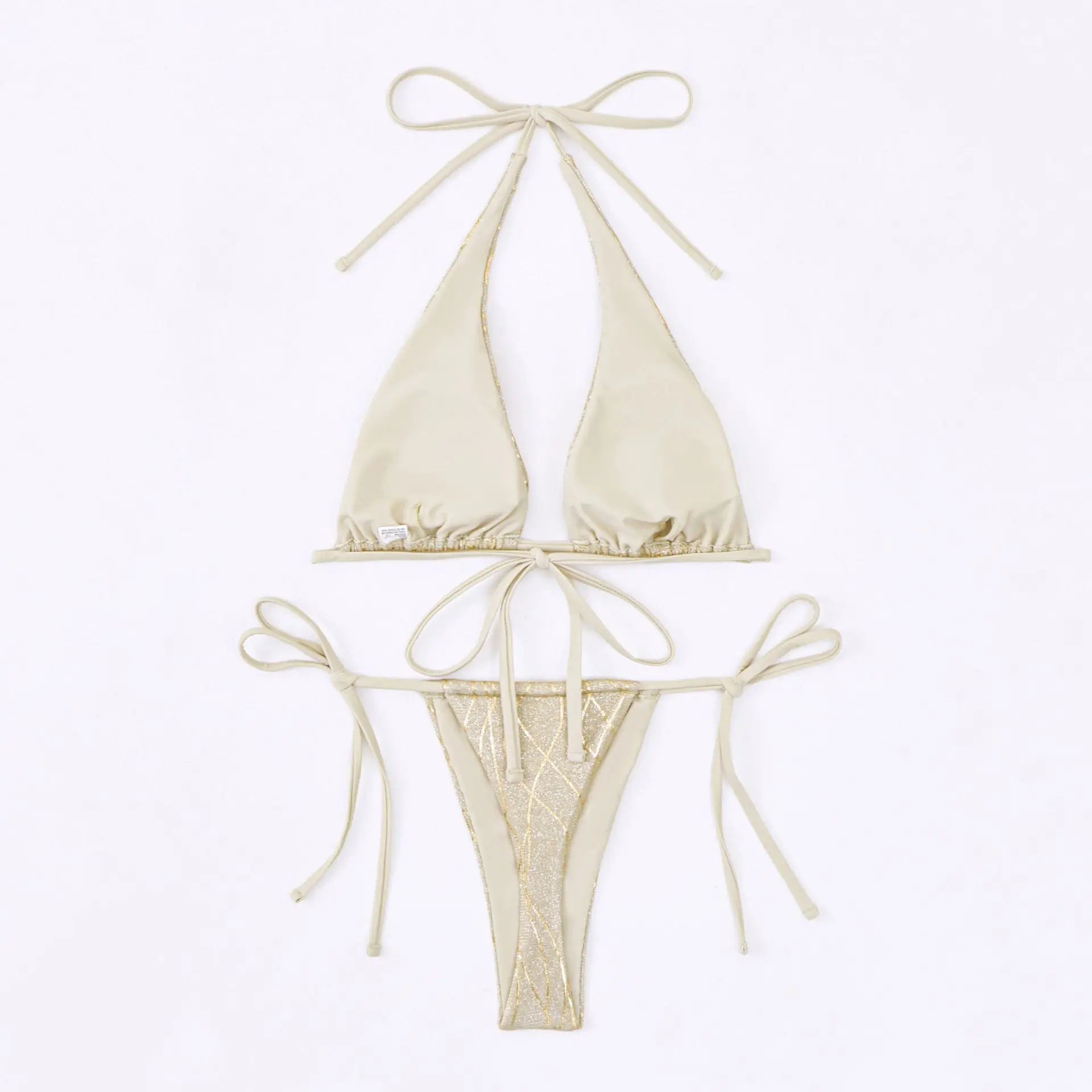 Sexy Halter neck metallic fabric Bikini Set