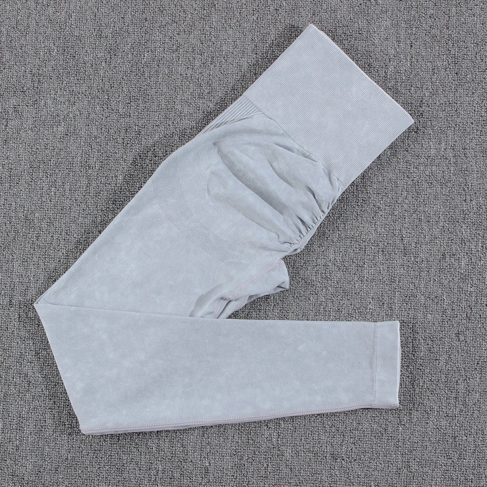 2 piece Gym Workout Yoga seamless high waist Set Lgrey pant