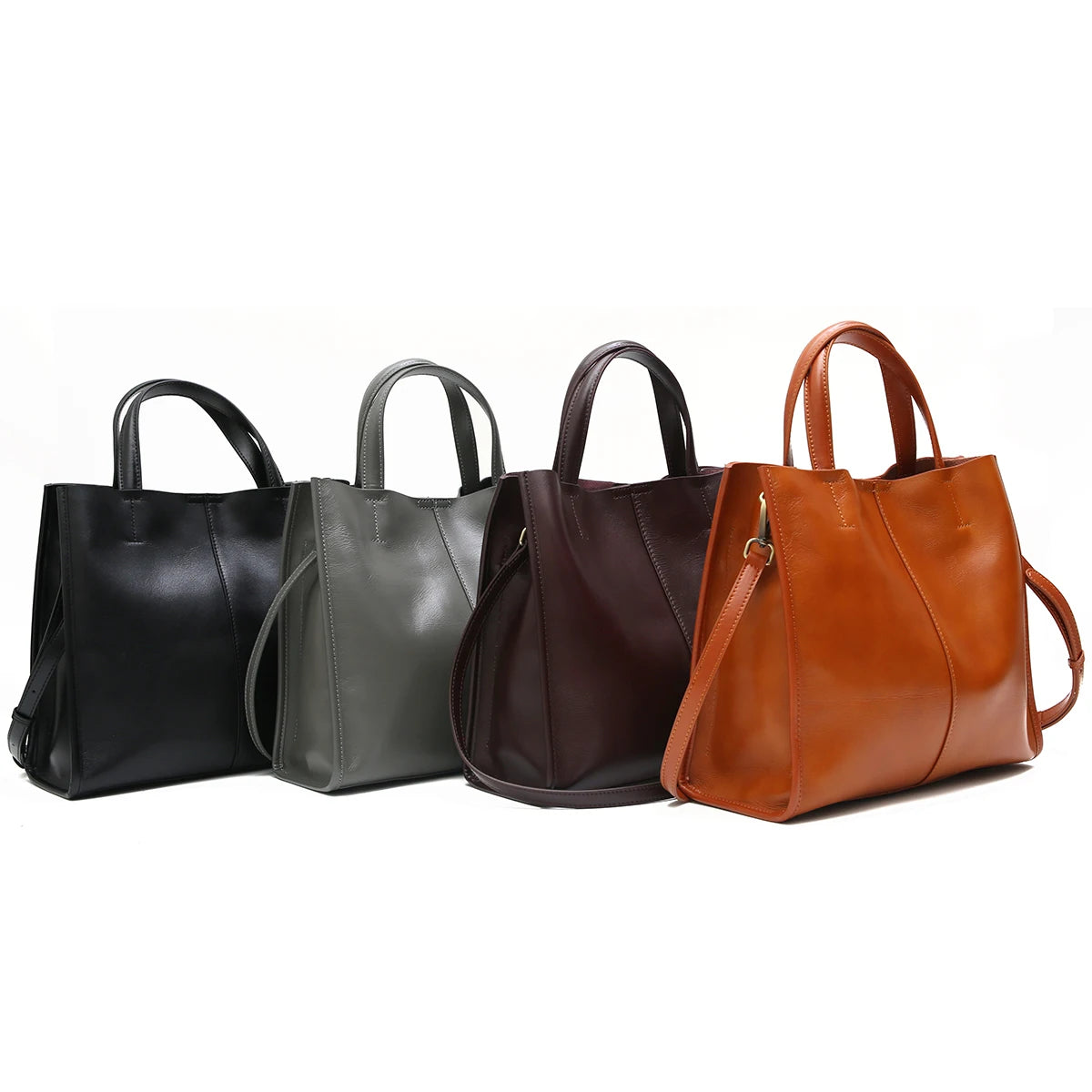 Minimalist Vintage Leather Tote Handbag