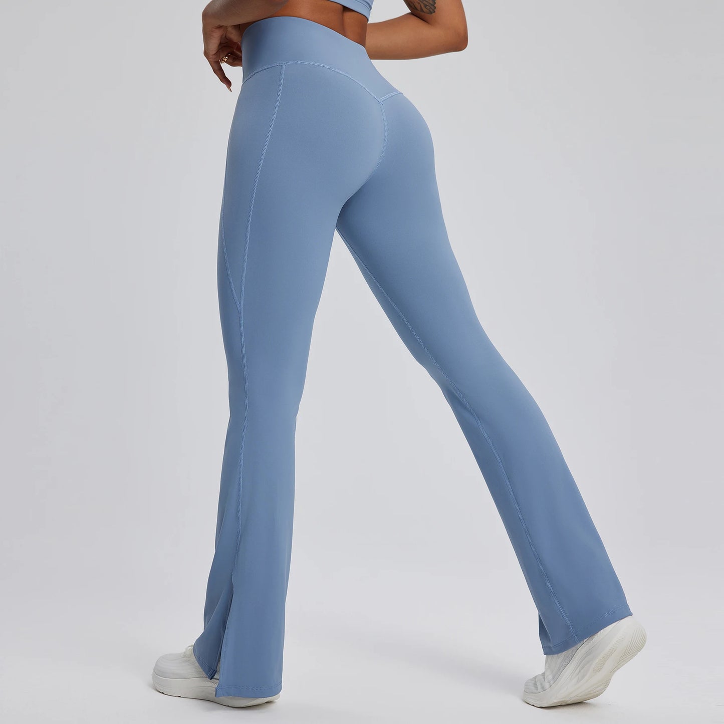 High waisted Flared gym workout Leggings Haze blue