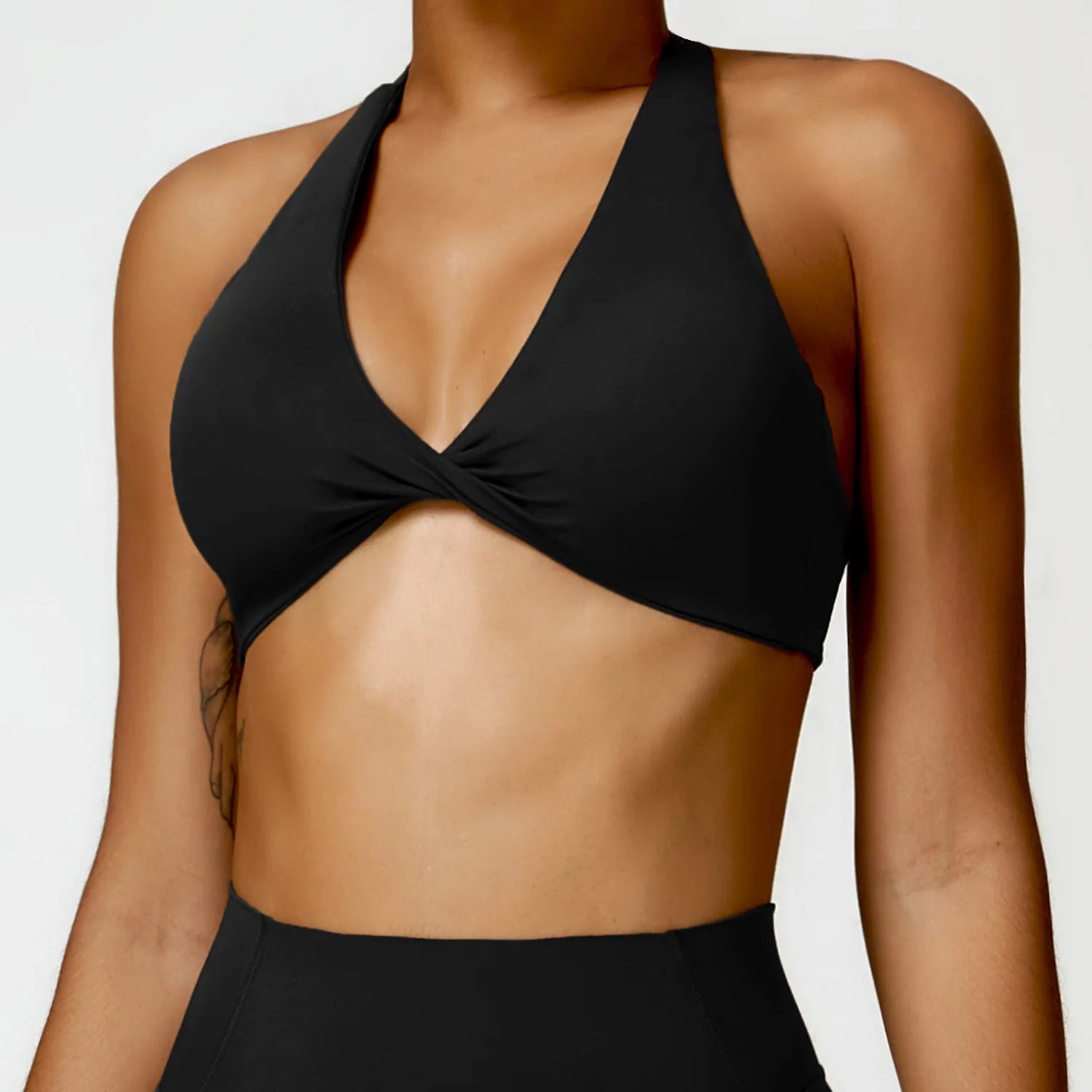 Push Up Breathable Wrapped Yoga Sports Bra Premium black