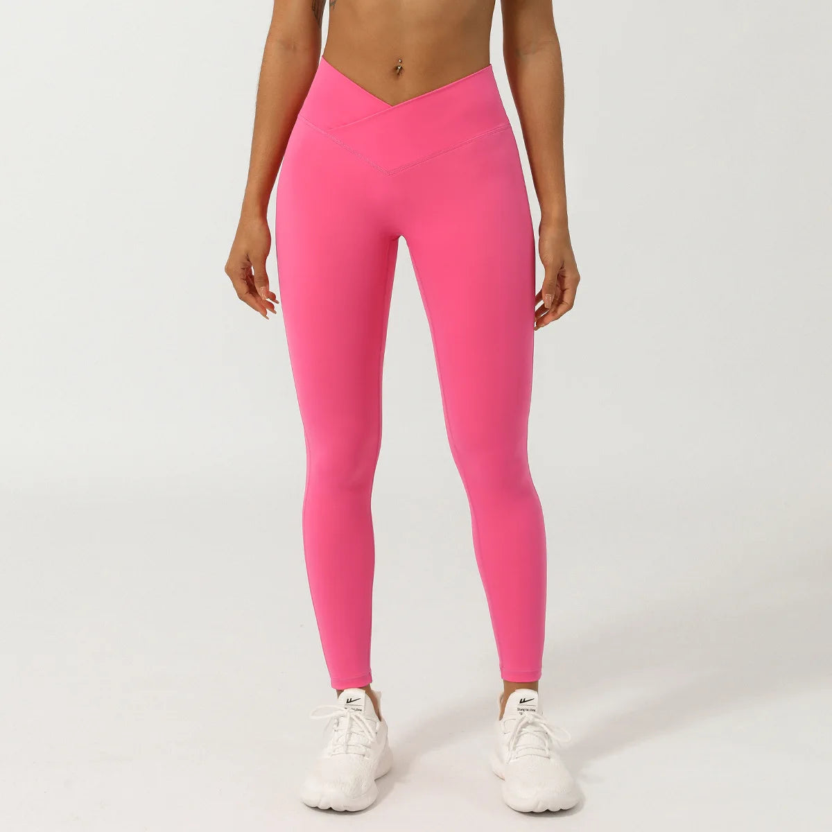 V-shaped Waist High Waist Fitness gym Leggings Dragon fruit color