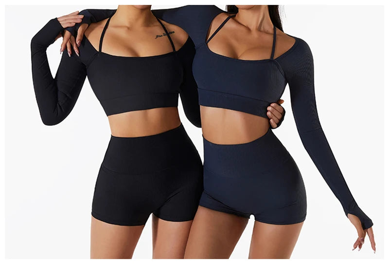 Padded Long Sleeve Seamless Gym Workout Top