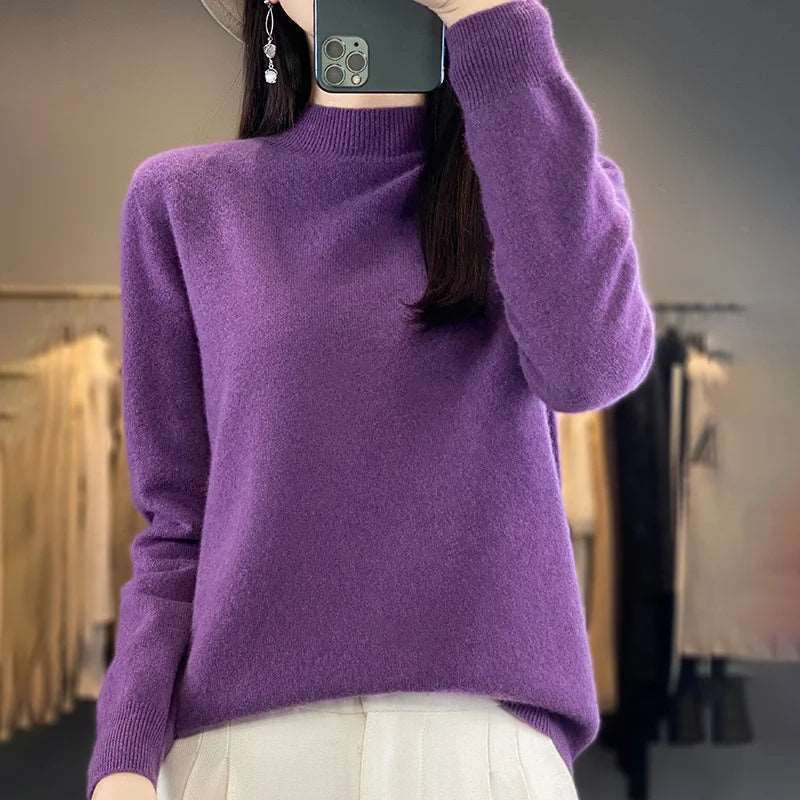 100% Merino Wool Sweater Women Knitwear