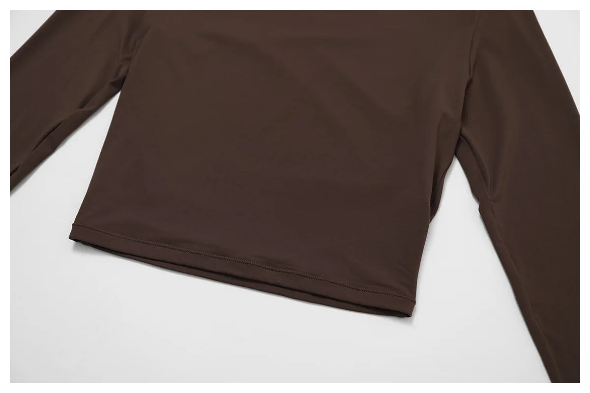 High Neck Long Sleeve Fitness Gym Sports Top