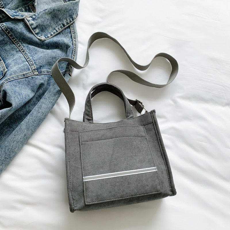 Women's Canvas Casual Tote Bag Grey E
