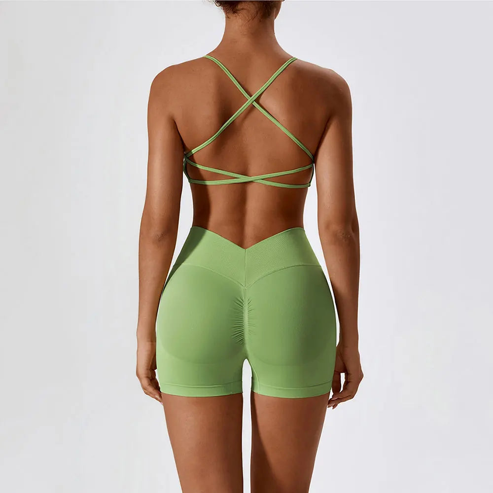 Seamless Yoga Gym 2 Piece shorts and bra Set