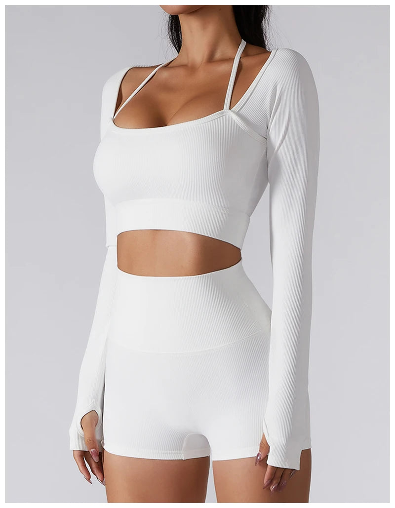 Padded Long Sleeve Seamless Gym Workout Top