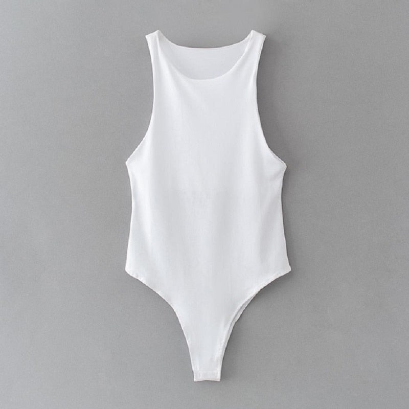 Women casual Sexy Slim beach bodysuit White
