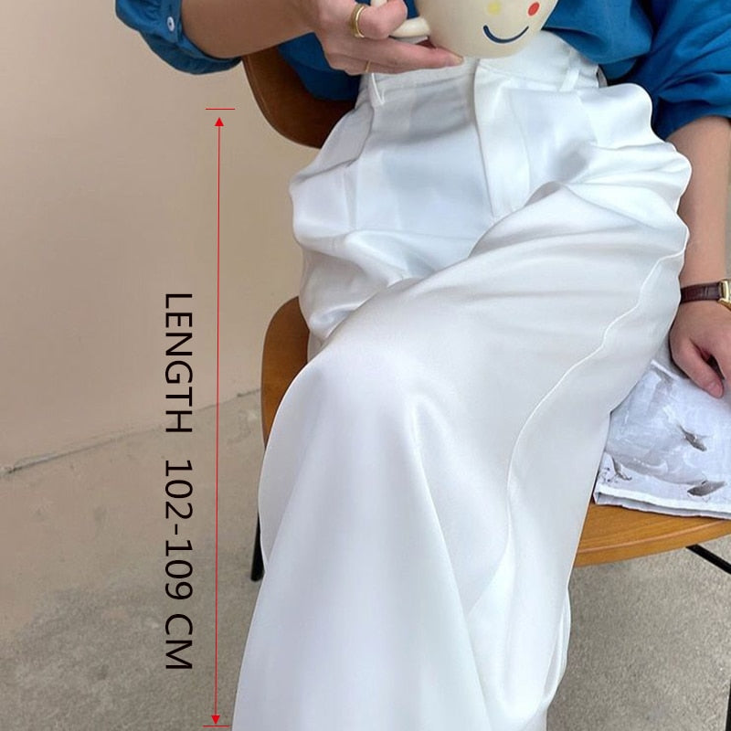 Satin Women's Pants Extended-White