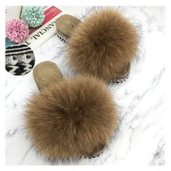 Furry Pom Pom Slipper Sandals