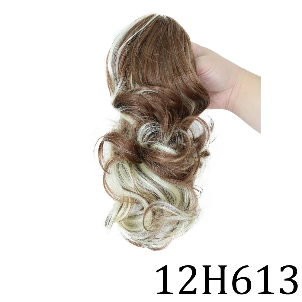 Claw Clip On Ponytails Extension Wavy Hair 12 Inches Hair Natural Extension 12H613 12inches