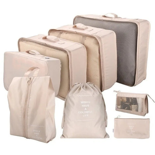 8PCS/Set Travel Organiser Bags Accessories beige