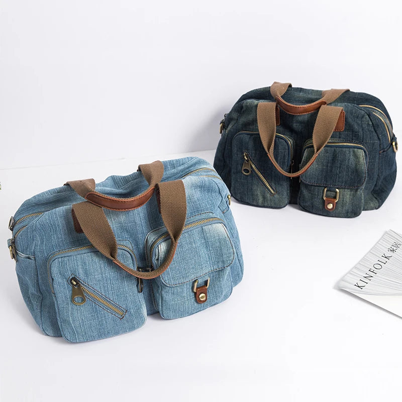 Light dark Blue Denim Handbag