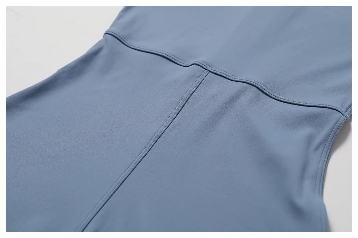 Zipper long sleeve Elastic One-Piece gym workout Bodysuit