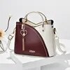 Women PU Leather Purse Block Handle Tote Bags